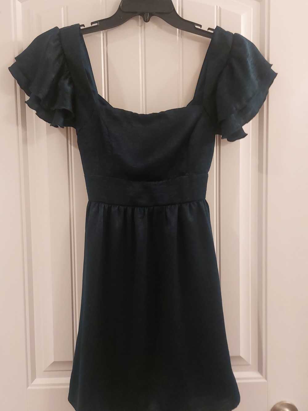Altar'd State Women’s Dark Teal Puff Sleeve Square Neck Dress